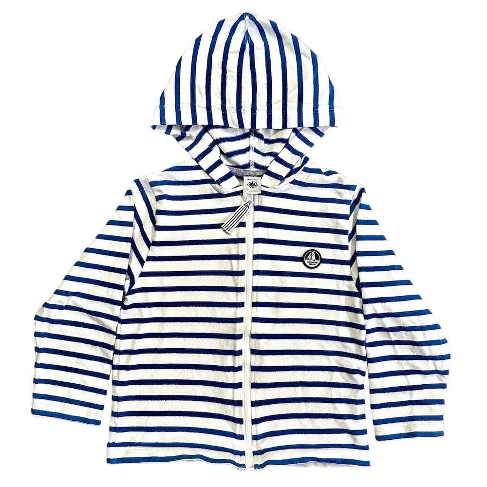Petit Bateau Kids Striped Zip-Up Hoodie Size 5 Multicolor